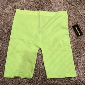 F21 Lime Green Knit Biker Short